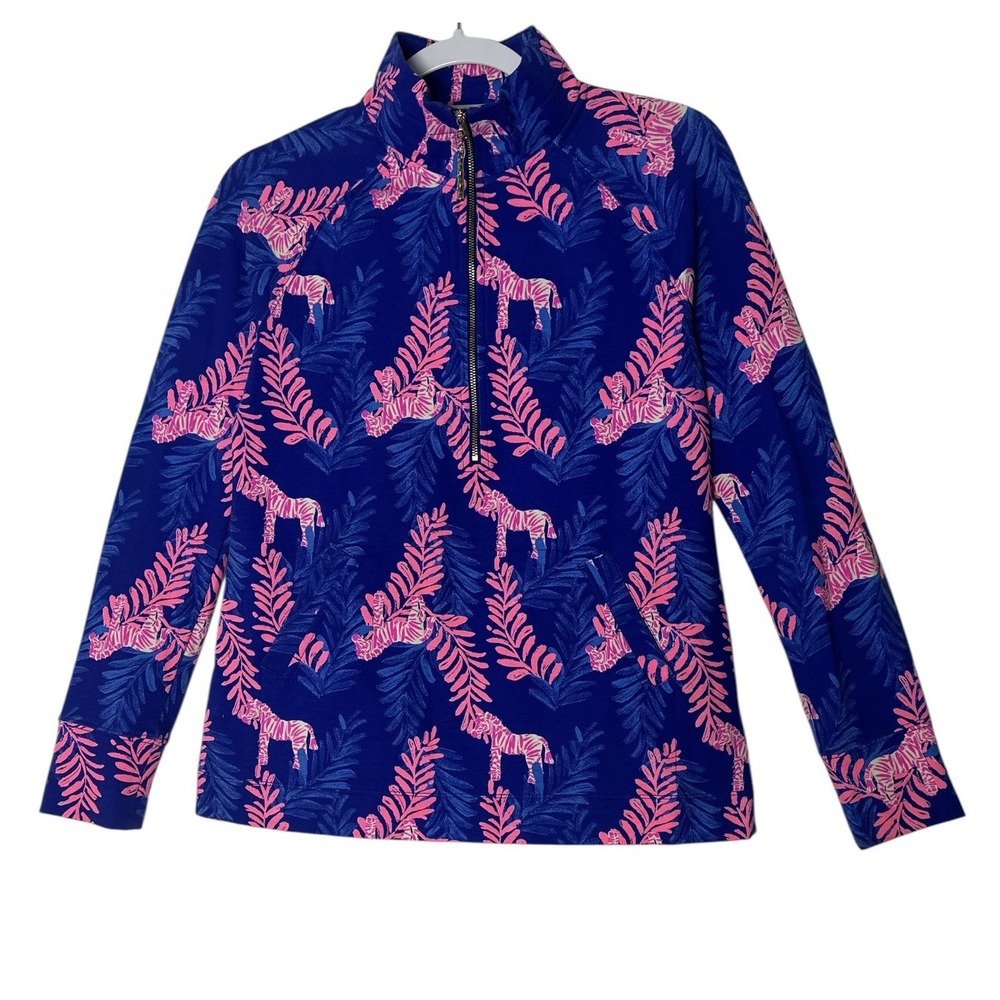 Lilly Pulitzer Jacket Top Women's XS 3/4 Zip Stretch Colorful Zebra